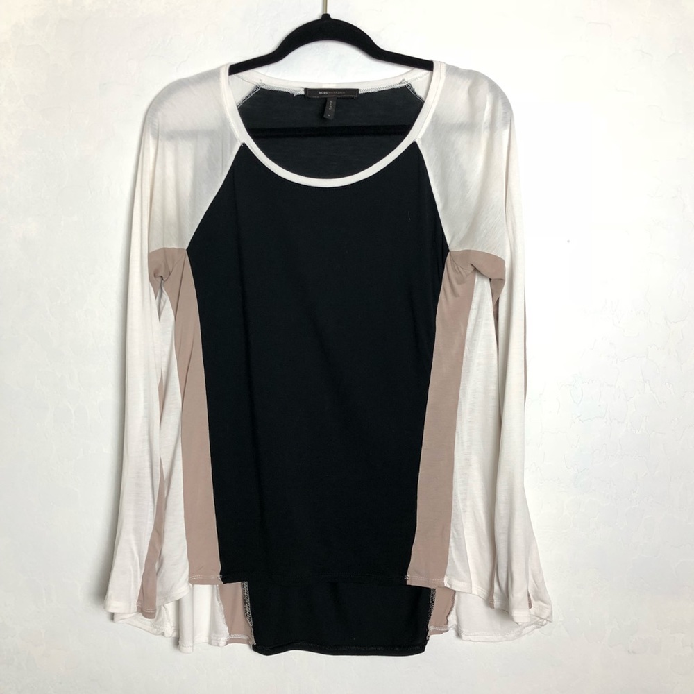 BCBG MaxAzaria Color Block Long Sleeve Tee
